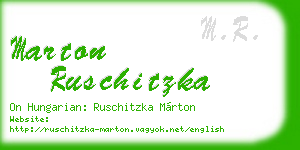 marton ruschitzka business card
